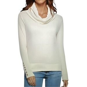 Melissa Paige NWT Cream Cowl Neck Sweater with Button Accents
